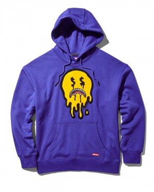 Φουτερ με Κουκουλα ανδρικα Sprayground Drip Shark Smiley μπλε | 7054BRWAN