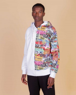 Φουτερ με Κουκουλα ανδρικα Sprayground Half Graff ασπρα | 6940PUQTZ