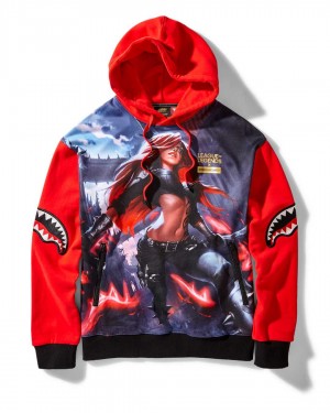 Φουτερ με Κουκουλα ανδρικα Sprayground Lol Katrina κοκκινα | 8369MKGVY