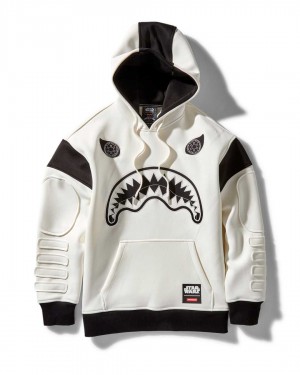 Φουτερ με Κουκουλα ανδρικα Sprayground Star Wars Storm Trooper Shark ασπρα | 8564XKYUZ